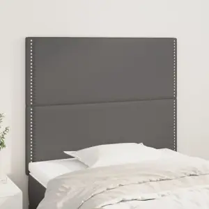 Zagłówek szary 100x5x118/128 cm skóra ekologiczna
