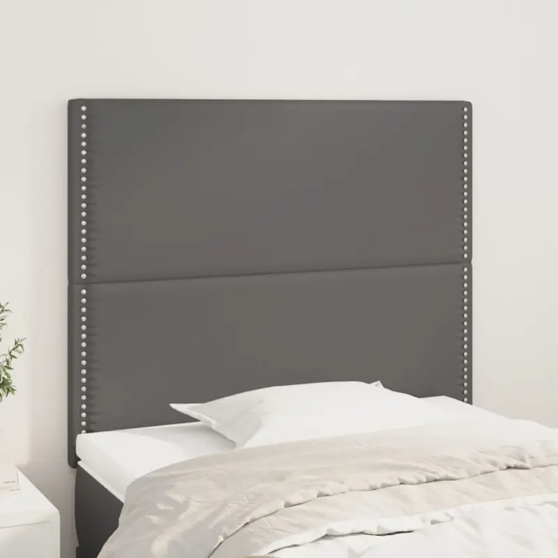 Zagłówek szary 100x5x118/128 cm skóra ekologiczna