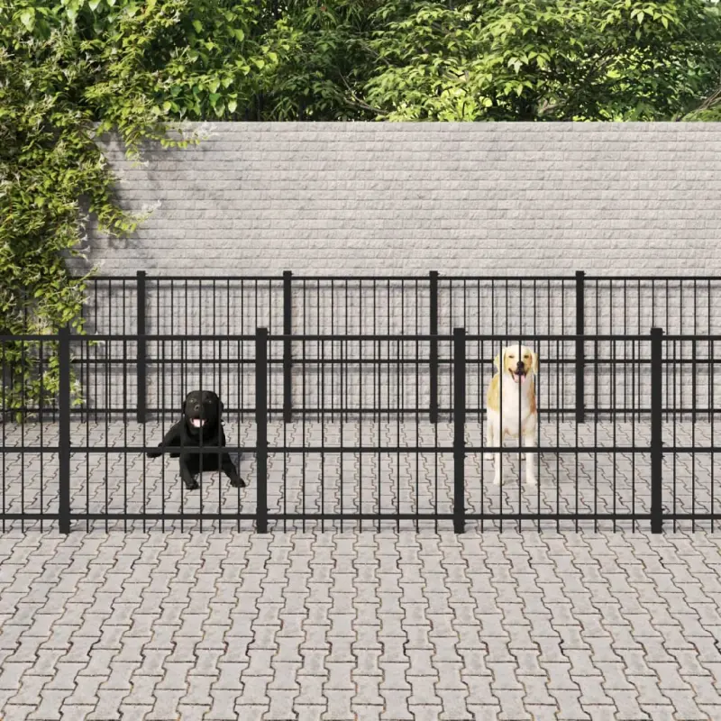Kojec zewnętrzny dla psa, stalowy, 19,76 m²