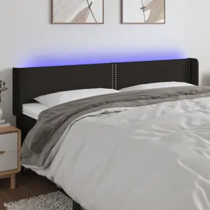 Zagłówek do łóżka z LED, czarny, 163x16x78/88 cm, tkanina