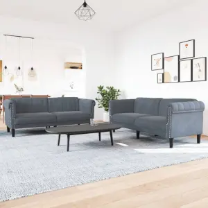 2-cz. komplet wypoczynkowy, ciemnoszary, aksamitny
