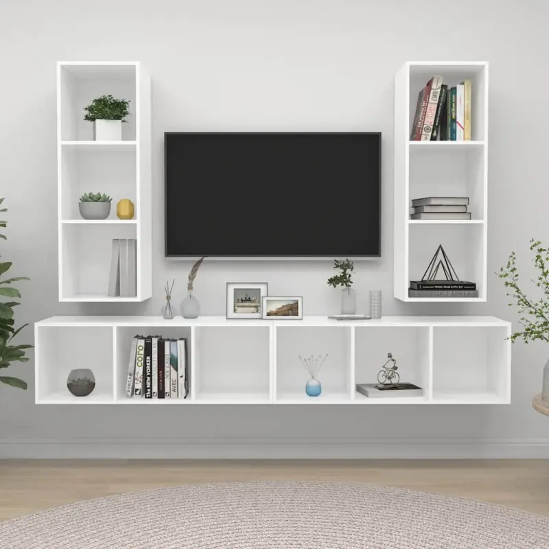 Wiszące szafki TV, 4 szt., białe, materiał drewnopochodny