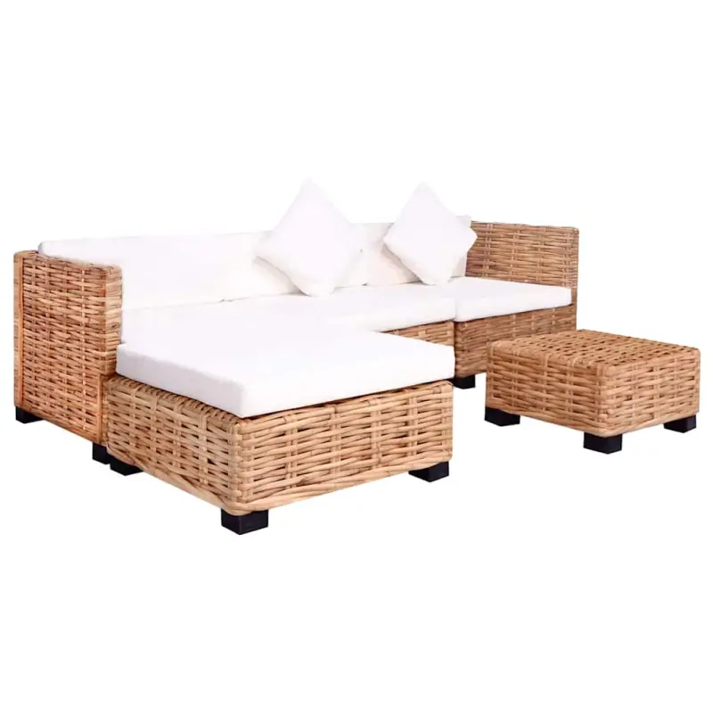 Zestaw wypoczynkowy, 14 elementów, naturalny rattan