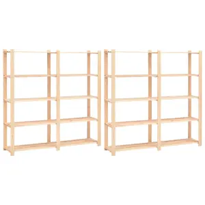Regały z 5 półkami, 2 szt., 170x38x170 cm, sosna, 500 kg