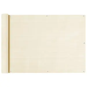 Parawan balkonowy, kremowy, 75x300 cm, HDPE