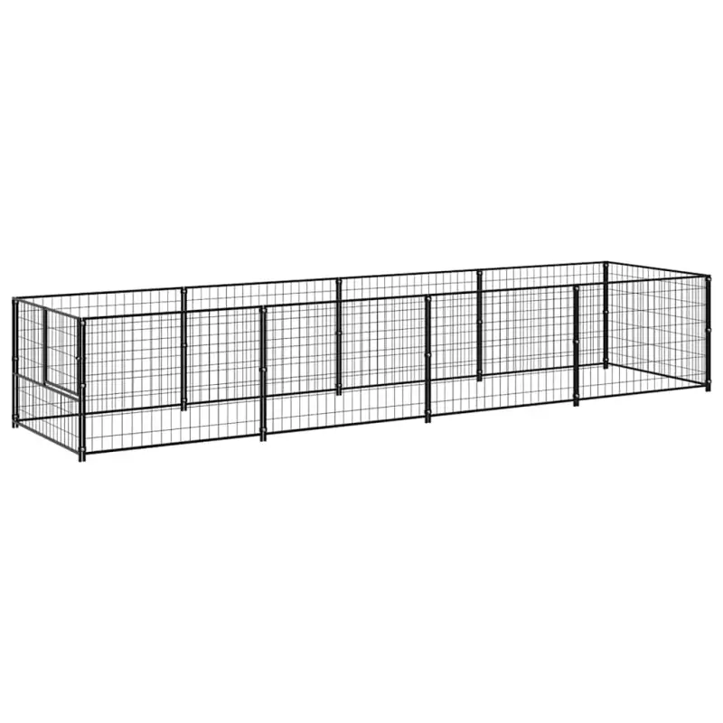 Kojec dla psa, czarny, 4 m², stalowy