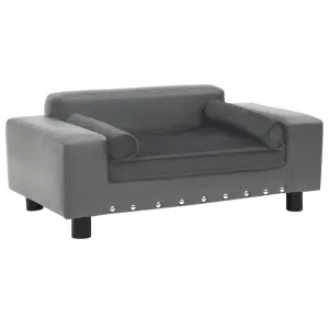 Sofa dla psa, szara, 81x43x31 cm, plusz i sztuczna skóra