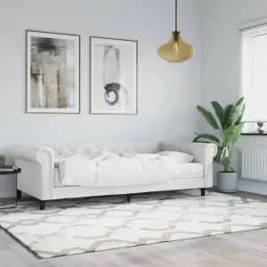 Sofa z materacem, biała, 90x200 cm, sztuczna skóra