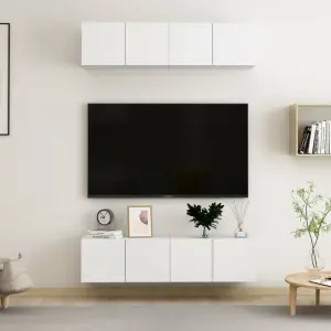 Szafki TV, 4 szt., białe, 60x30x30 cm, materiał drewnopochodny