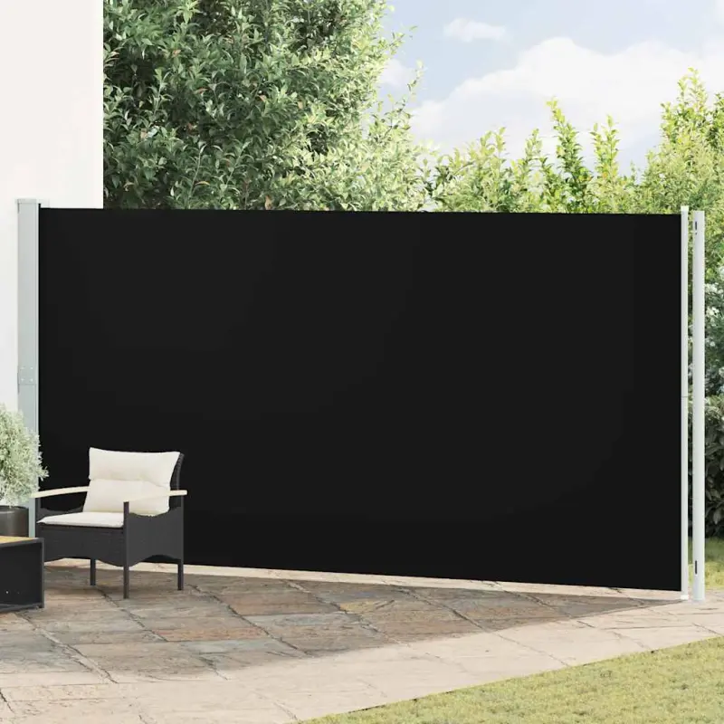 Zwijana markiza boczna na taras, 200x600 cm, czarna
