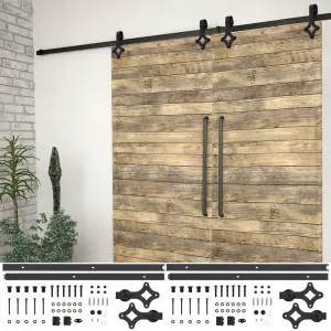 System do montażu drzwi przesuwnych, 2szt., 200cm, stal, czarny