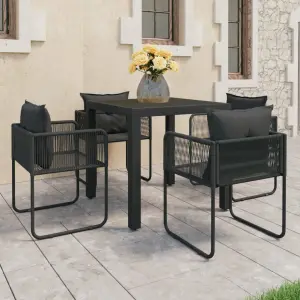 Meble ogrodowe 5-częściowy zestaw rattan PVC czarny z poduszkami