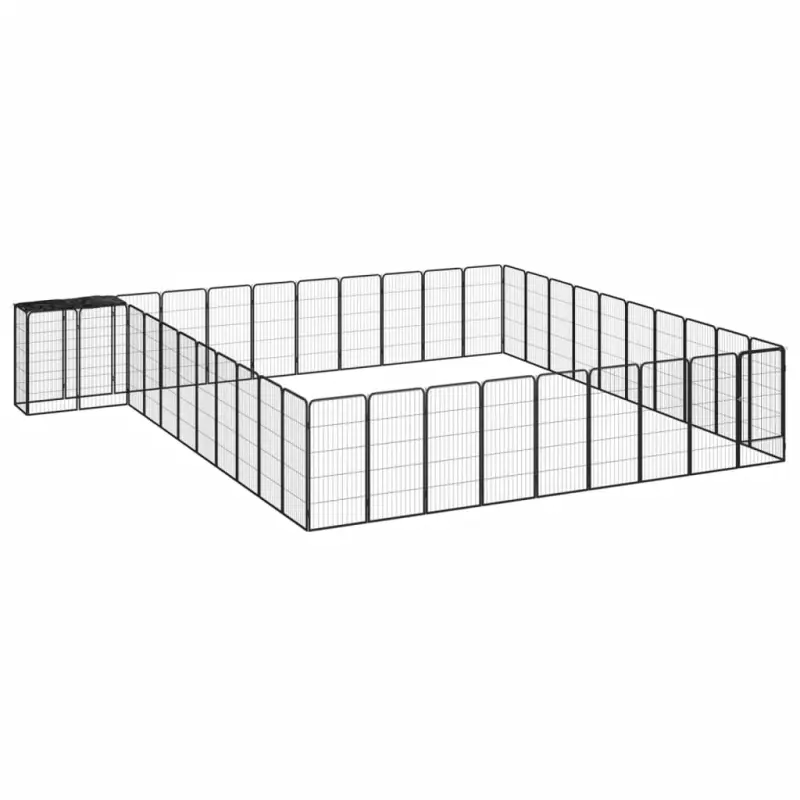 Kojec dla psa, 42 paneli, czarny, 50x100 cm, stal