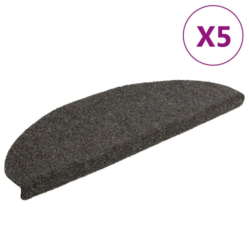 Maty na schody samoprzylepne 5 szt. 65x21x4 cm Antracytowe półokrągłe duże