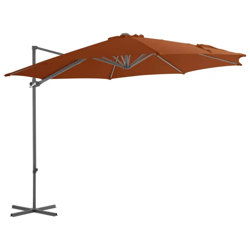 Parasol wiszący ze stalowym słupkiem, 300 cm, terakota