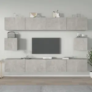 Zestaw 6 szafek telewizyjnych, szarość betonu