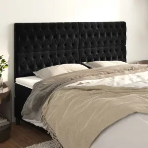 Zagłówek czarny 180x7x118/128 cm aksamit
