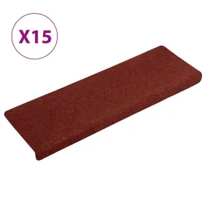 Maty na schody samoprzylepne 15 szt. 65x21x4 cm Bordowe, prostokątne, czerwone