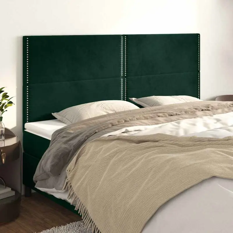 Zagłówek ciemnozielony 180x5x118/128 cm aksamit
