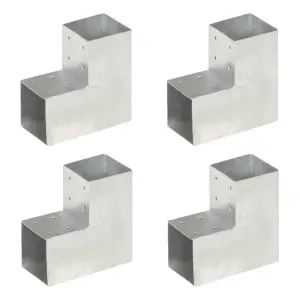 Łączniki w kształcie L, 4 szt., galwanizowany metal, 101x101 mm