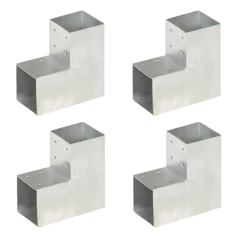 Łączniki w kształcie L, 4 szt., galwanizowany metal, 101x101 mm