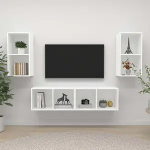 Wiszące szafki TV, 4 szt., białe, płyta wiórowa