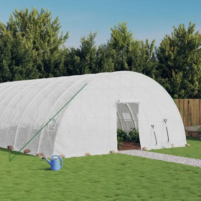 Szklarnia ze stalową ramą, biała, 144 m², 24x6x2,85 m