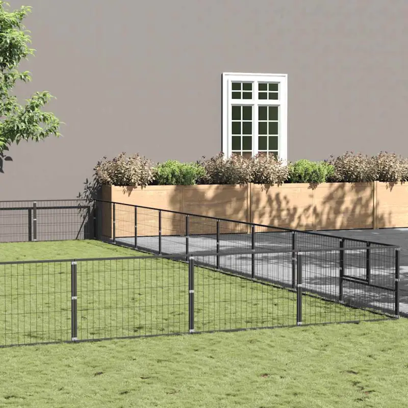Kojec dla psa, czarny, 90 m², stalowy