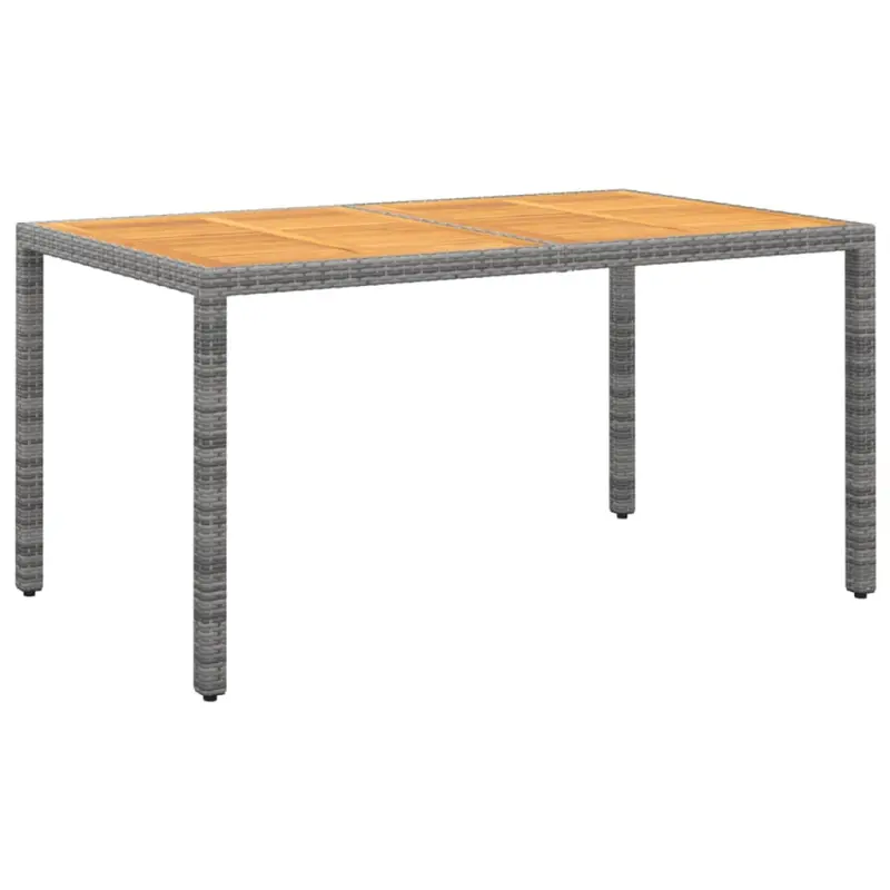 Stół ogrodowy, 150x90x75 cm, akacja i rattan PE, szary