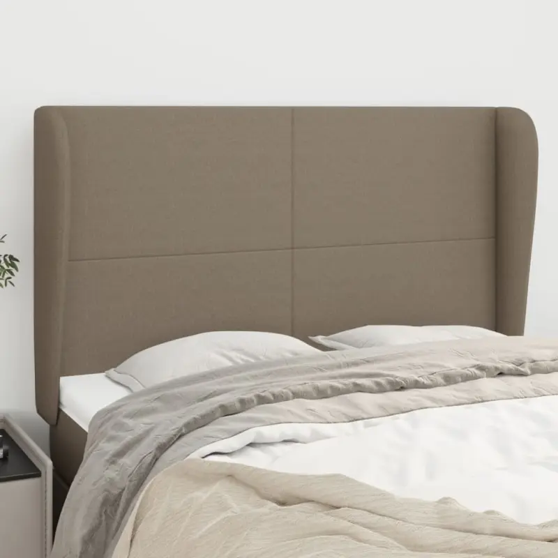 Zagłówek uszak, taupe, 147x23x118/128 cm, tkanina