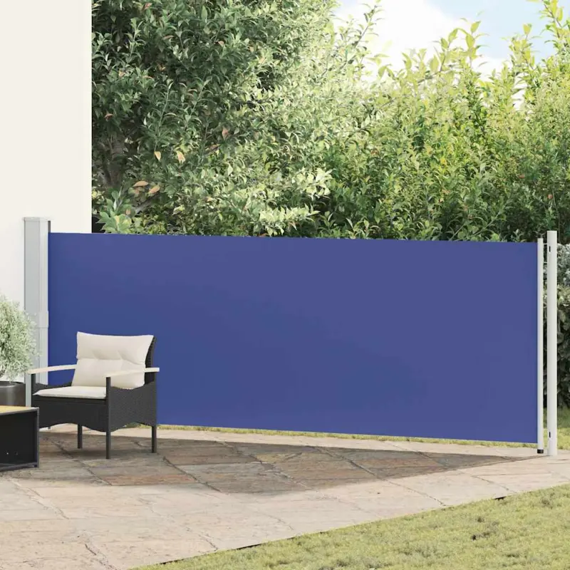 Wysuwana markiza boczna na taras, 140x600 cm, niebieska