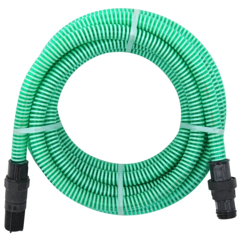 Wąż ssący z mosiężnymi złączami, zielony, 1 4 m, PVC