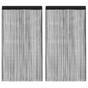 Zasłony sznurkowe, 2 sztuki, 100 x 250 cm, czarne