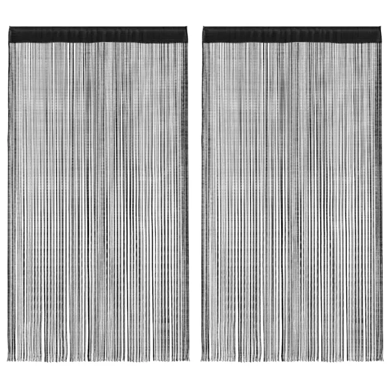 Zasłony sznurkowe, 2 sztuki, 100 x 250 cm, czarne