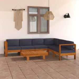 7-cz. zestaw mebli ogrodowych, ciemnoszare poduszki, akacja
