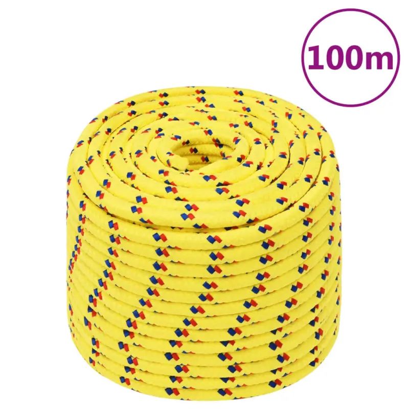 Linka żeglarska, żółta, 12 mm, 100 m, polipropylen