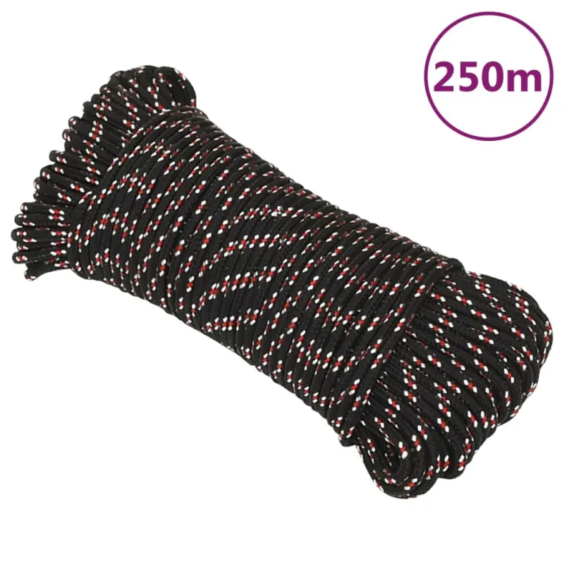 Linka żeglarska, czarna, 5 mm, 250 m, polipropylen