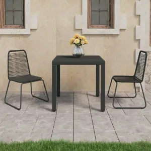 Meble ogrodowe 3-częściowe czarne z rattanu PVC i aluminium na taras