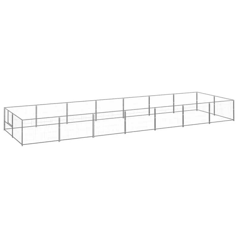 Kojec dla psa, srebrny, 14 m², stalowy