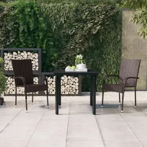 Meble ogrodowe 3-cz. zestaw z poduszkami rattan PE brązowo-czarny