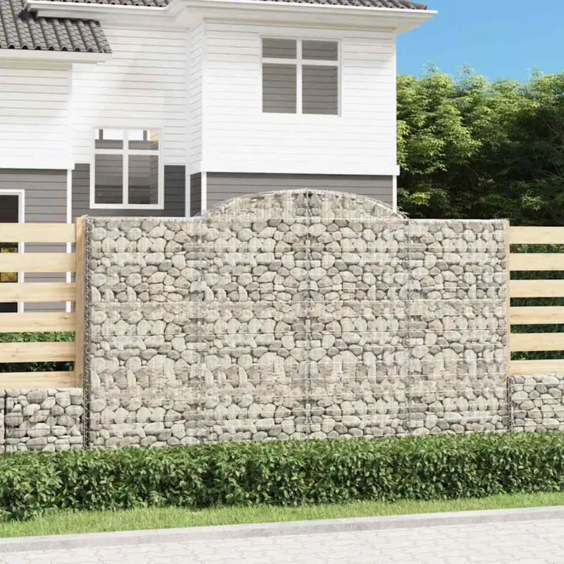 Kosze gabionowe, 11 szt, 300x50x180/200cm, galwanizowane żelazo
