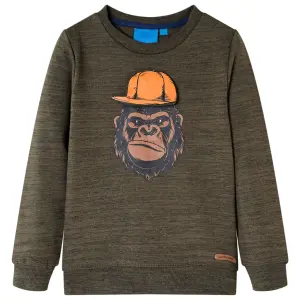 Bluza dziecięca, ciemne khaki, melanż, 116