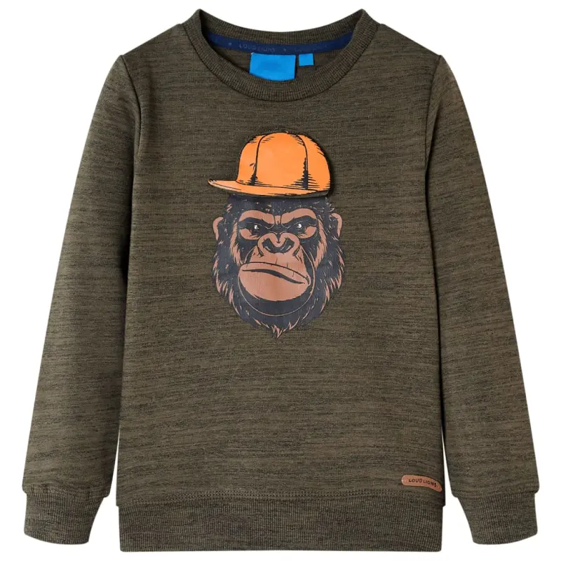Bluza dziecięca, ciemne khaki, melanż, 116