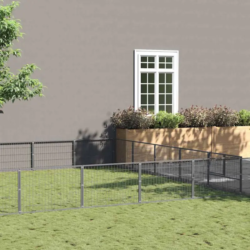Kojec dla psa, srebrny, 30 m², stalowy