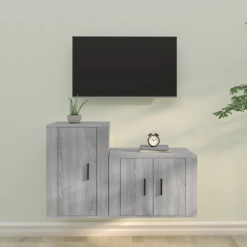 Zestaw 2 szafek pod TV, szary dąb sonoma