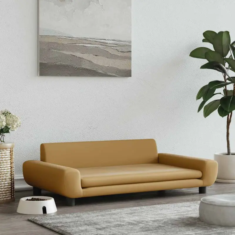 Legowisko dla psa, brązowe, 100x54x33 cm, aksamitne