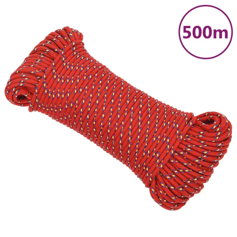Linka żeglarska, czerwona, 5 mm, 500 m, polipropylen