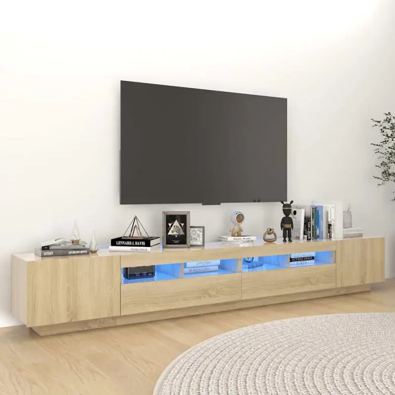 Szafka TV z oświetleniem LED, dąb sonoma, 260x35x40 cm