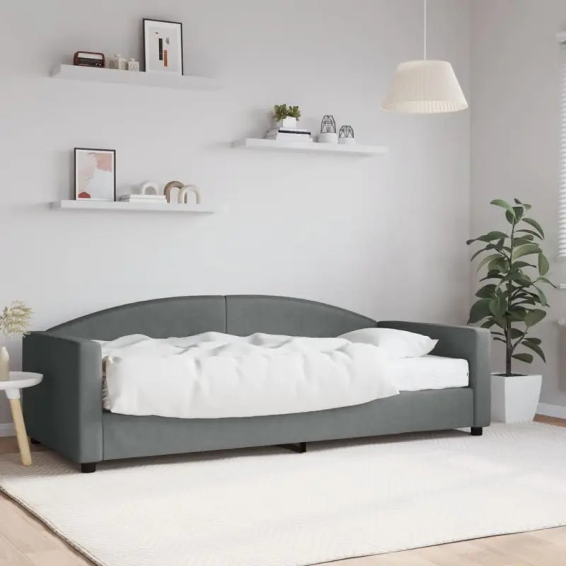 Sofa z materacem do spania, ciemnoszara, 90x200 cm, tkanina