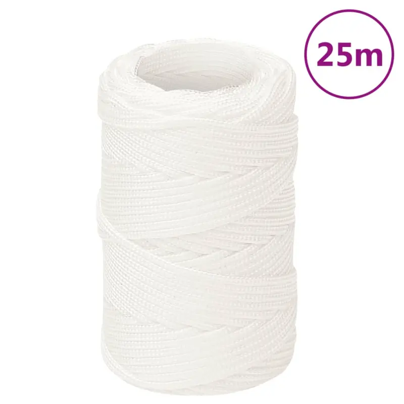 Linka żeglarska, biała jednolita, 2 mm, 25 m, polipropylen